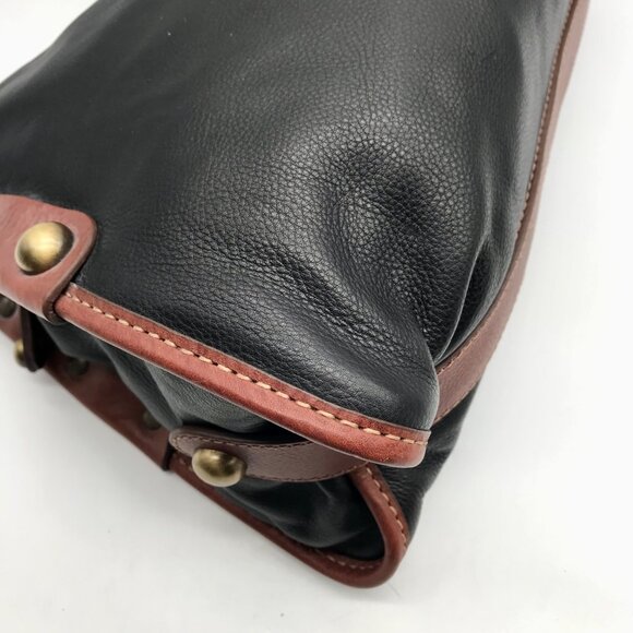 Gironacci Black & Brown Leather Studded Shoulder Bag - Picture 7 of 11